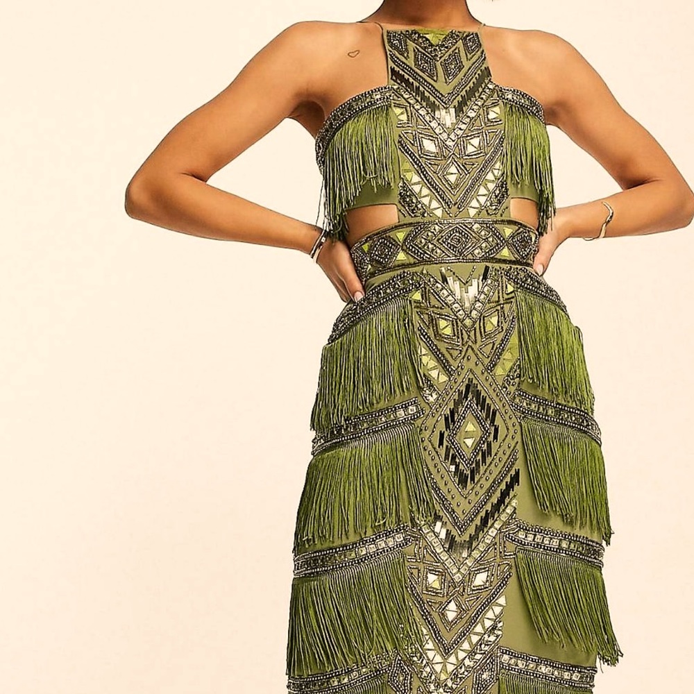 ASOS beaded fringe dress.